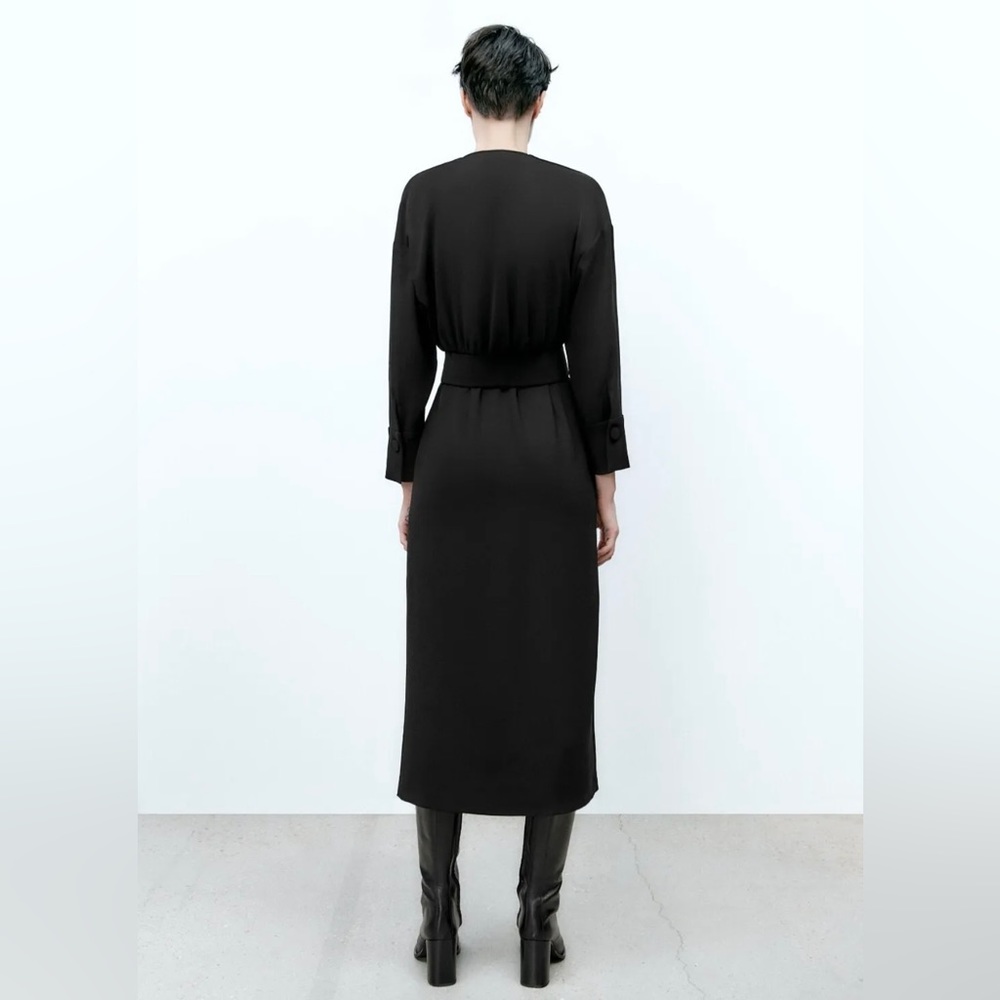 Zara Dresses Zara Wrap V-Neck Long Sleeve Belted Mid - Picture 5 of 10